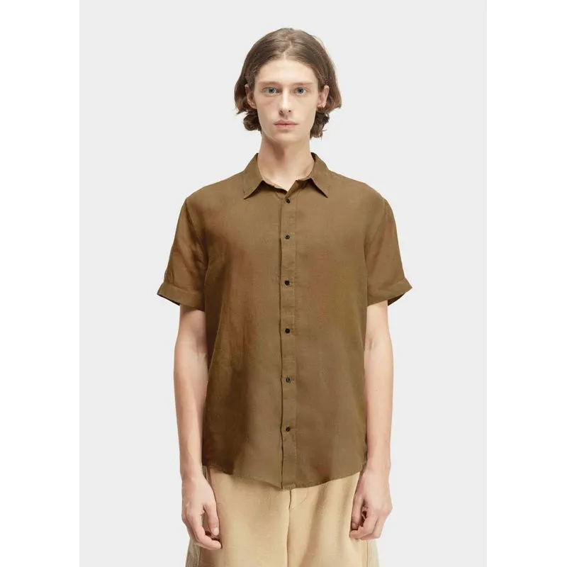 Camisa classic linen new mc - marrom - M