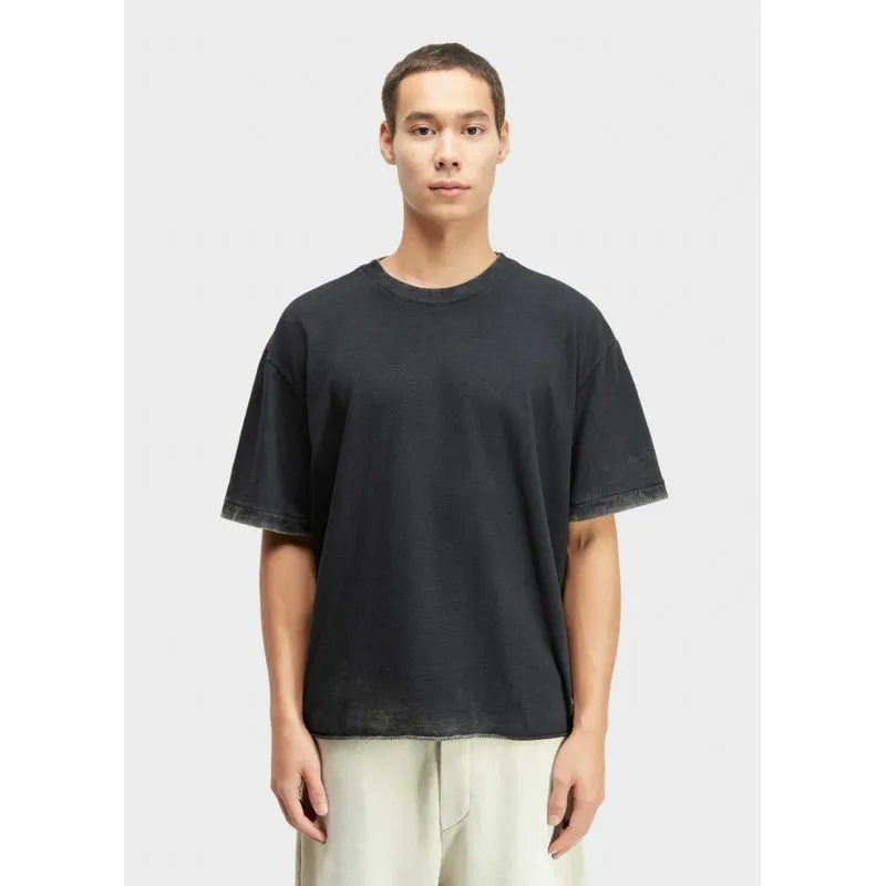 T-shirt over offset rib T-shirt double over offset rib mc - preto - P