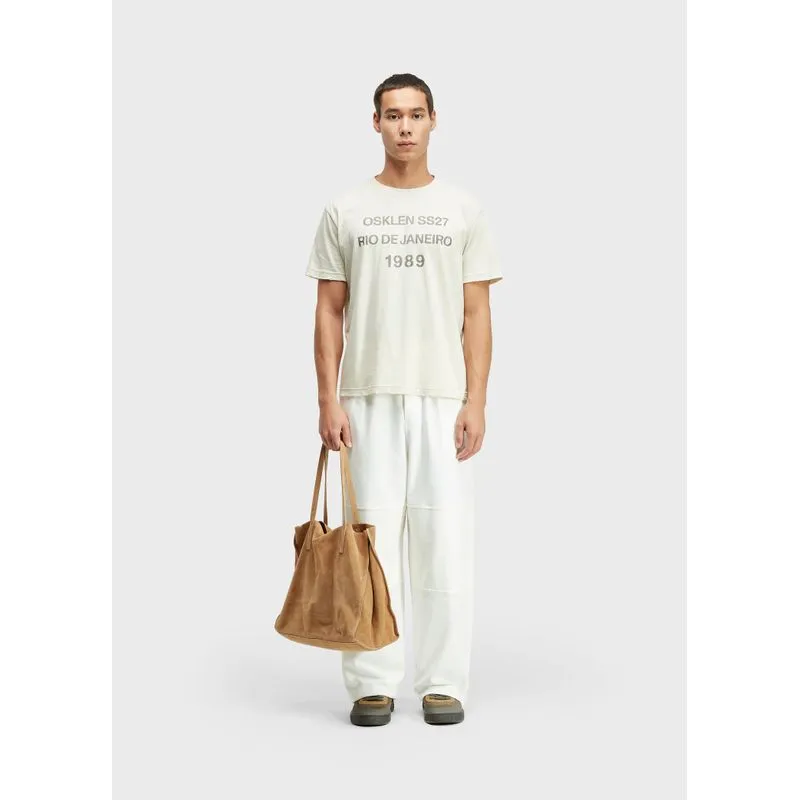 Calça over eco fabric - natural - M