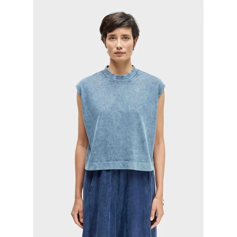 Sleevless marmorizada Sleeveless fem marmorizada - azul marinho - P