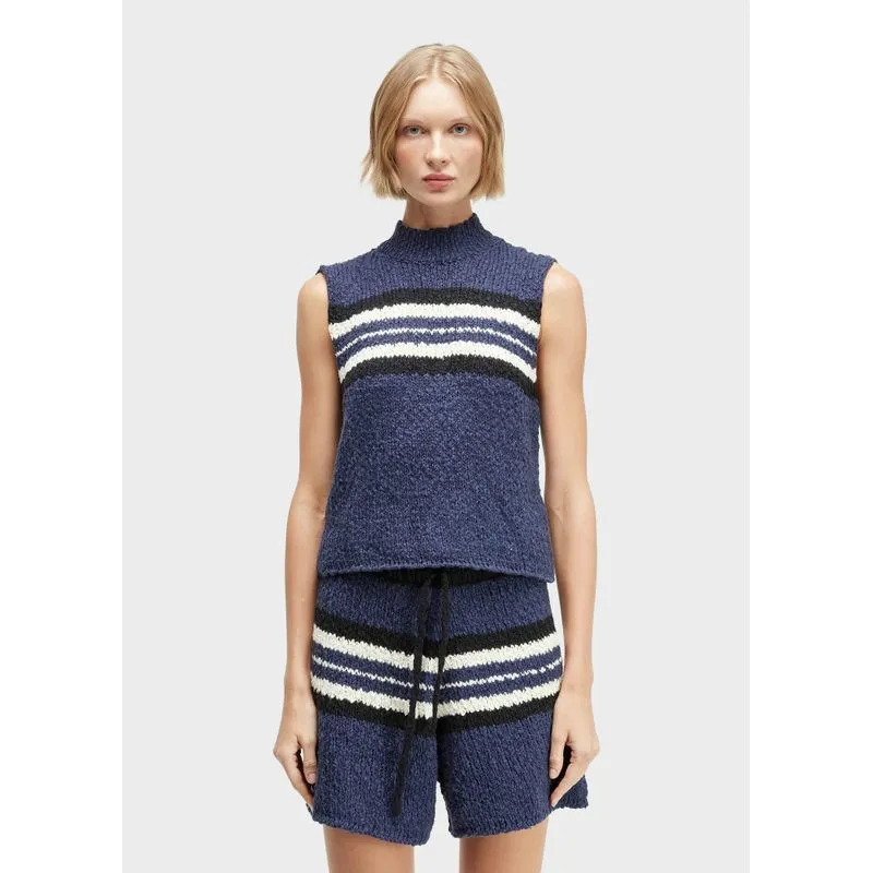 Sleeveless tricot listras Sleeveless fem tricot listras - azul - P