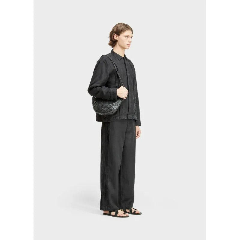 Calça linen pranchão pleats - preto - 40