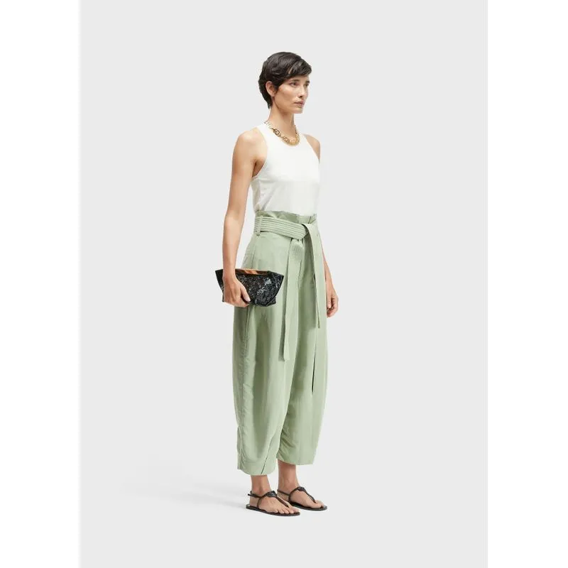 Calça pespontos linen - verde forest - 38