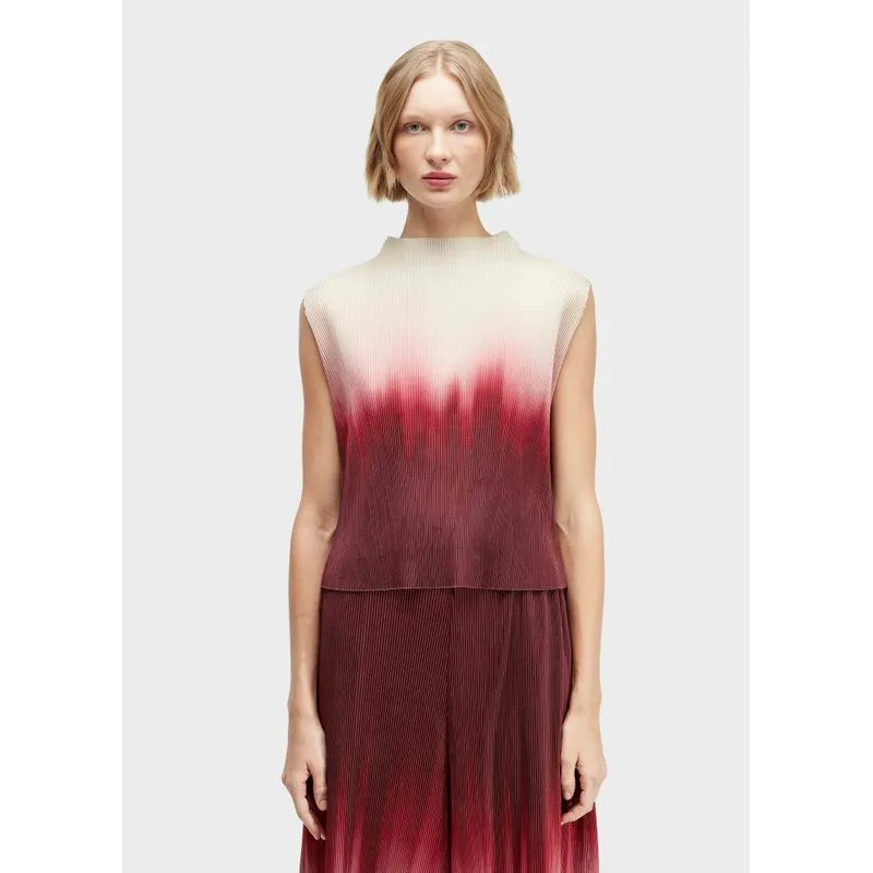 Blusa sleeveless plisse blurred red - vermelho - M