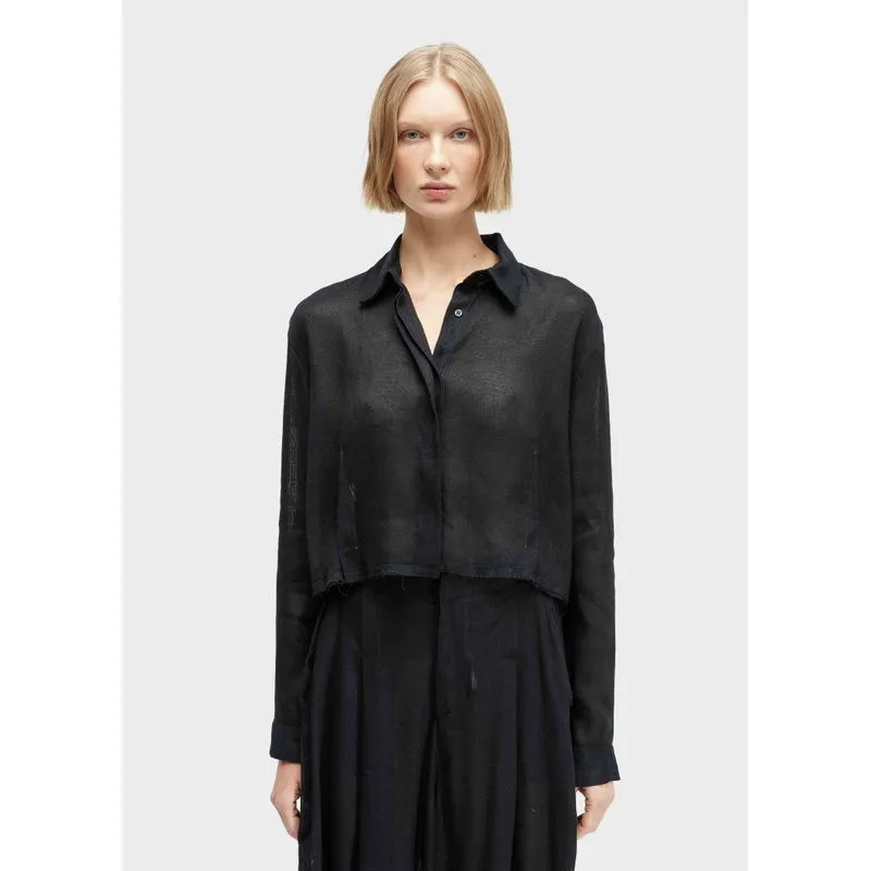 Camisa pences linho reciclado - preto - M