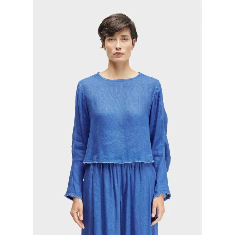 Blusa linho reciclado Blusa ml linho reciclado - azul - M