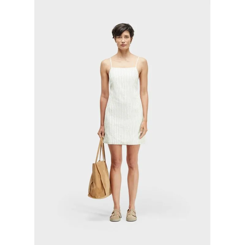 Vestido tiras smoking linen - off white - M