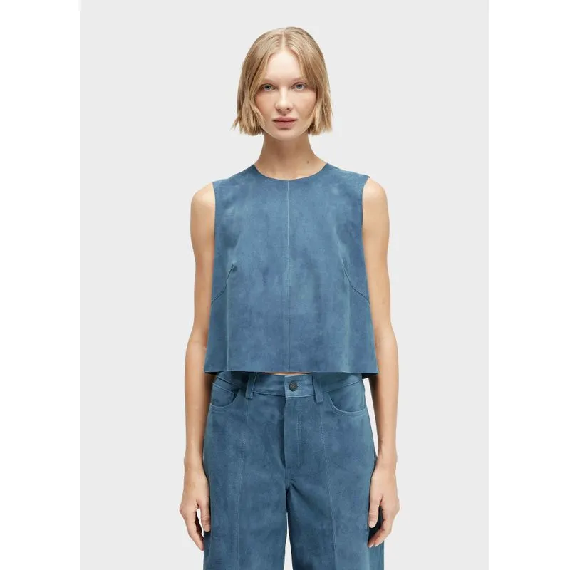 Blusa sleveless chamois - azul marinho - G