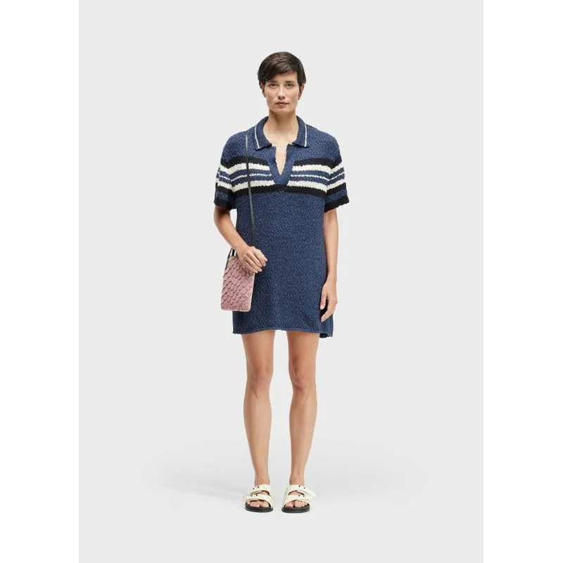 Vestido polo over listras Vestido polo fem over listras - azul - G