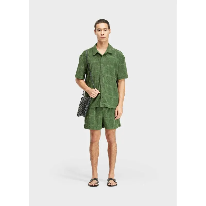 Bermuda jacquard atoalhado palm square - verde - G