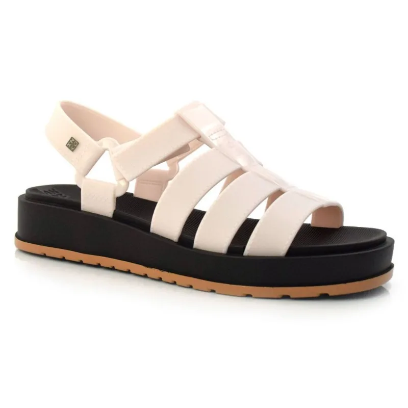 Sandália Tratorada Flatform Zaxy Conectada Creme 18421 35
