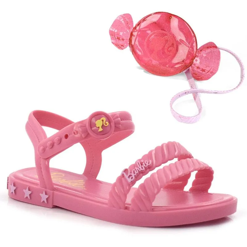 Sandália Infantil Barbie com Candy Bag Rosa 22492 25