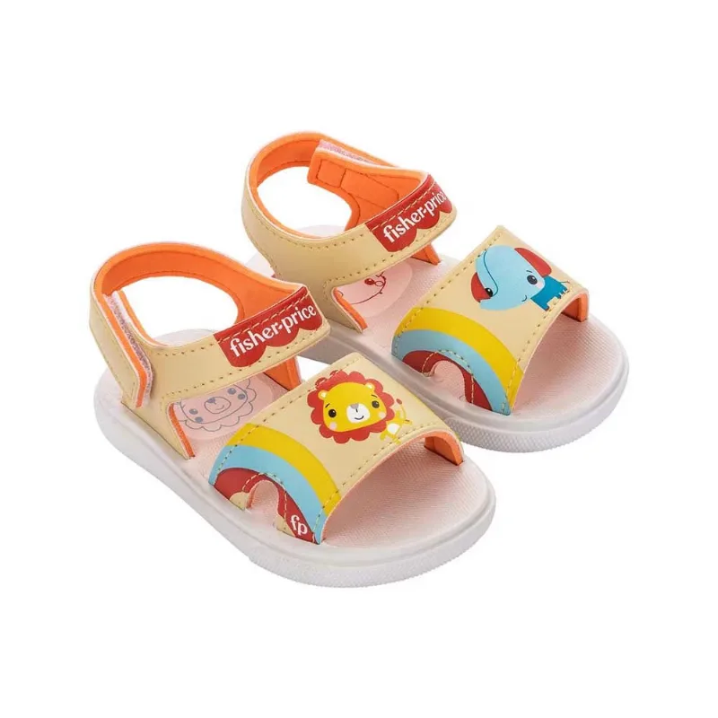 Sandália Ipanema Fisher Price Anim Baby Branco Amarelo e Laranja 23/24