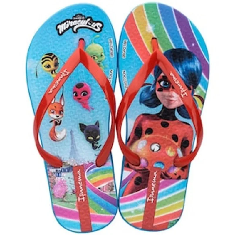 Chinelo Infantil Feminino Miraculous Ladybug Ipanema Kids - Azul/Vermelho - 33/34