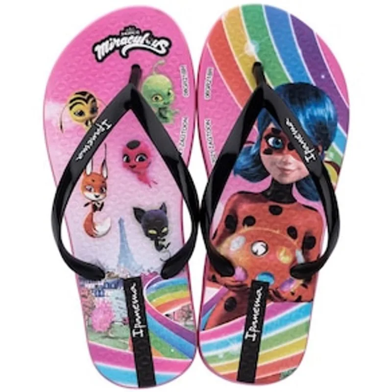 Chinelo Infantil Feminino Miraculous Ladybug Ipanema Kids - Rosa/Preto - 33/34 Rosa