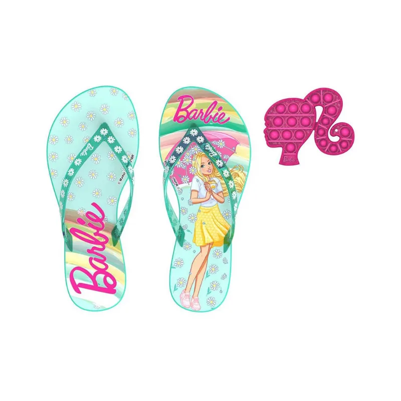 Sandália Barbie Glam Pop It Inf Verde Azul Rosa 25