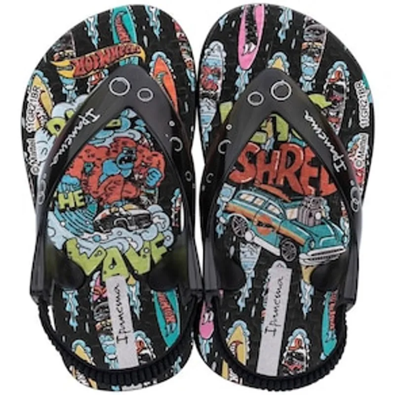 Chinelo Infantil Masculino Hot Wheels Ipanema Baby - Preto