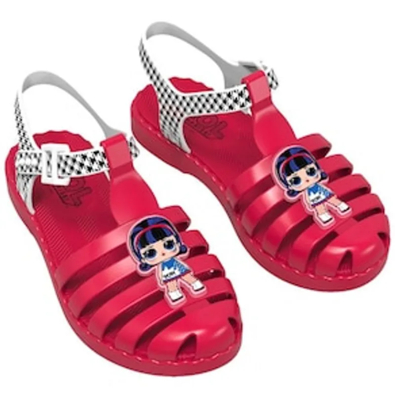 Sandália Infantil Feminina LOL Dolls Collection Ipanema Kids - Vermelho/Branco/Preto