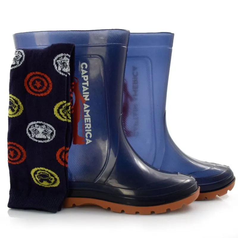 Galocha Infantil Marvel Action Grendene + Meia Azul 22530 31/32