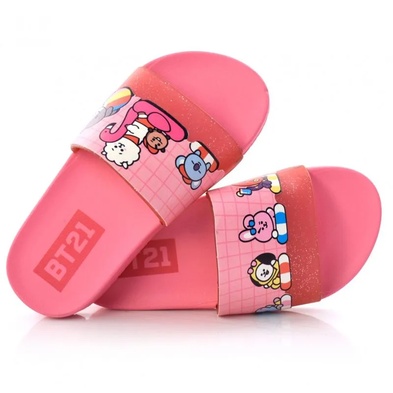 Chinelo Slide Infantil BT21 Cute Friends Grendene Rosa 22733 34