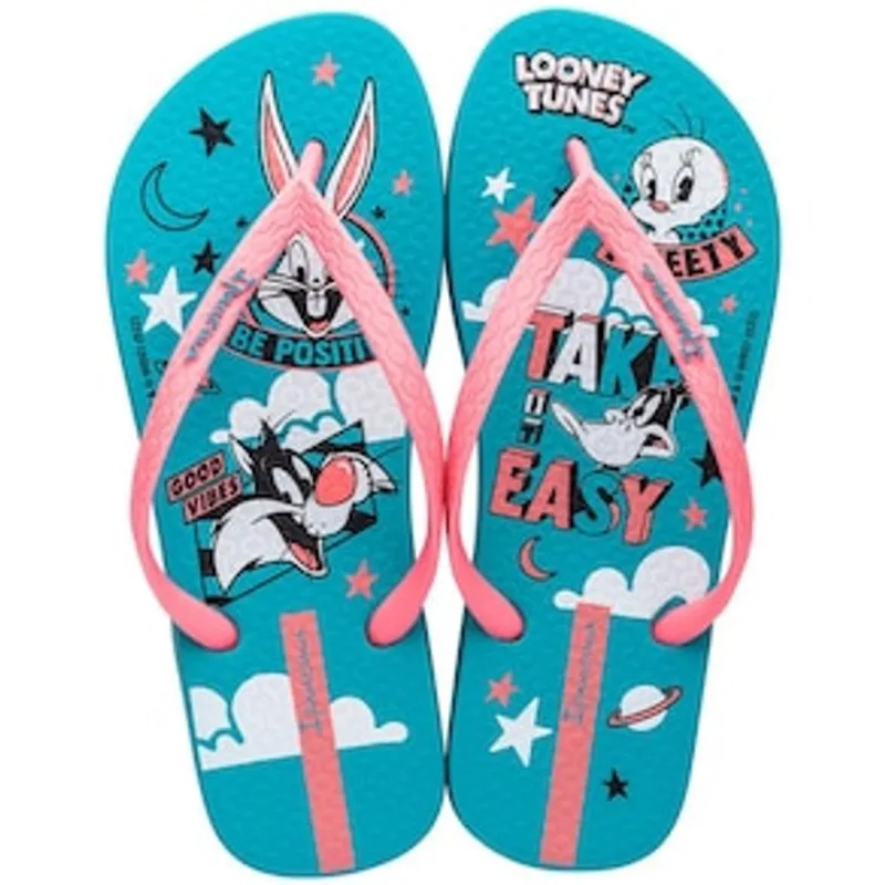 Chinelo Feminino Ipanema Looney Tunes - Azul/Rosa - 33/34 Azul