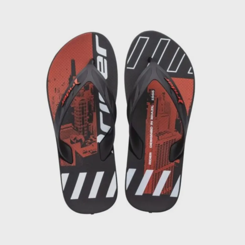 Chinelo Rider Street City De Dedo Masculino Preto Vermelho