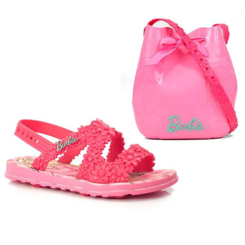 Sandália Infantil Barbie Flowers + Bag Rosa 22749 32/33