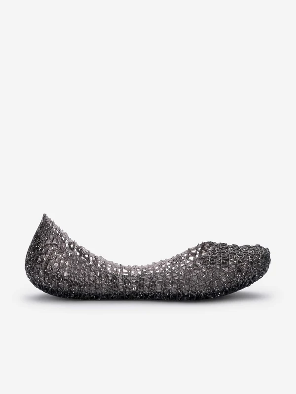 Mini Melissa Girls Glitter Ballerinas in Black Black / EU 30 UK 11