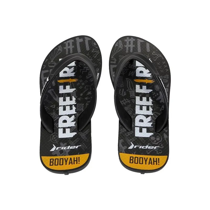 Chinelo Infantil Masculino Rider 12111 Free Fire Dedo 29 / Preto