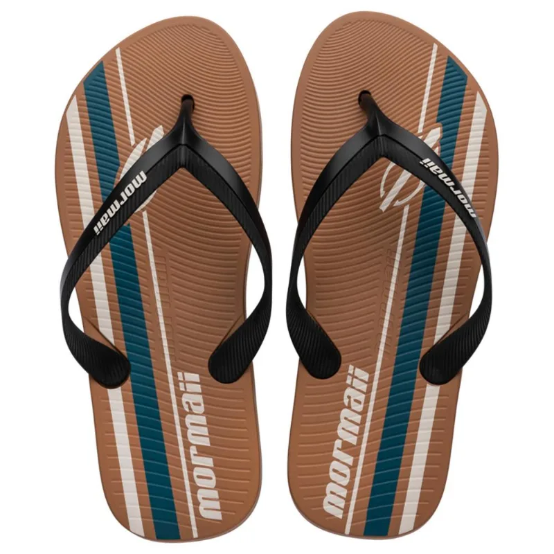 Chinelo Mormaii tropical graphics adulto Bege-azul 33-34