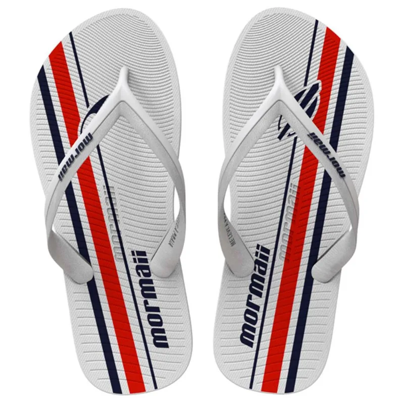 Chinelo Mormaii tropical graphics adulto Branco-vermelho-azul 43-44