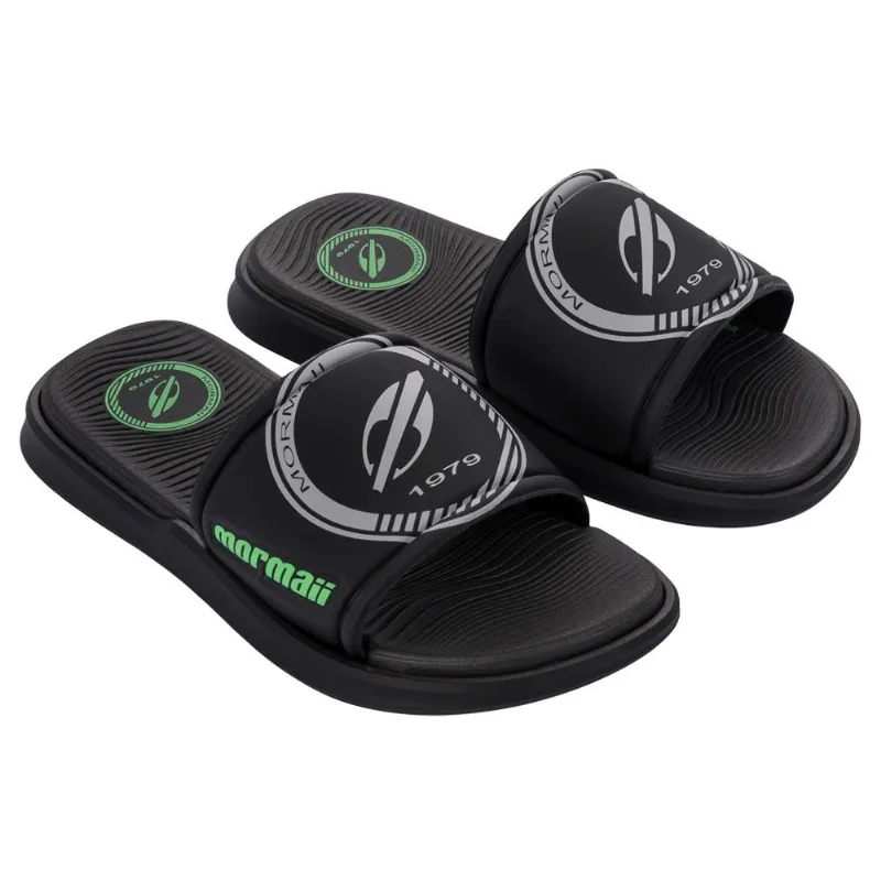 Chinelo mormaii quiver pró gáspea infantil Preto-cinza-verde 32-33