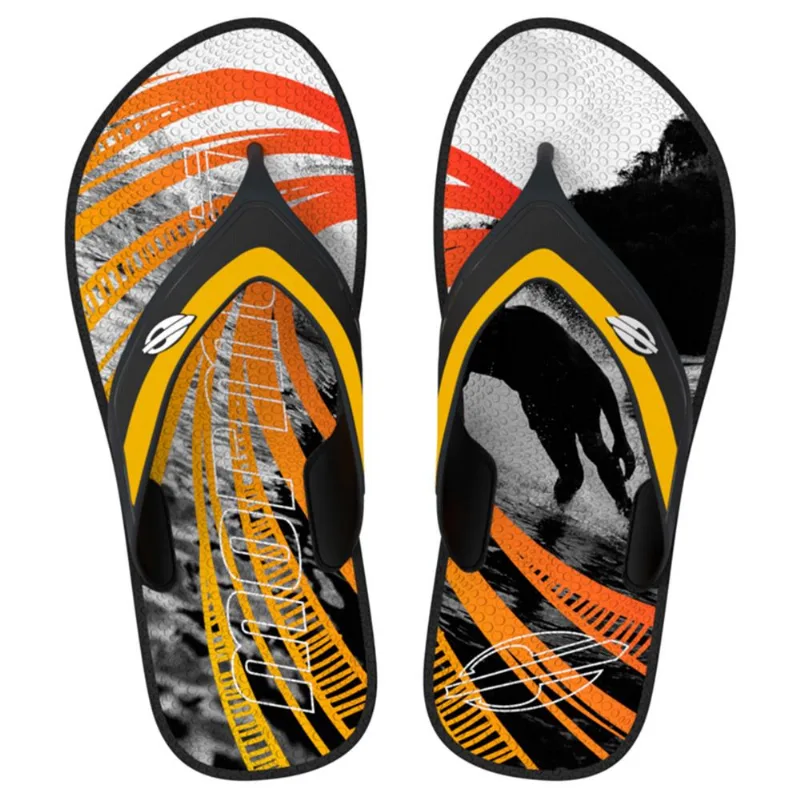 Chinelo Mormaii neocycle infantil Preto-branco-amarelo 32-33