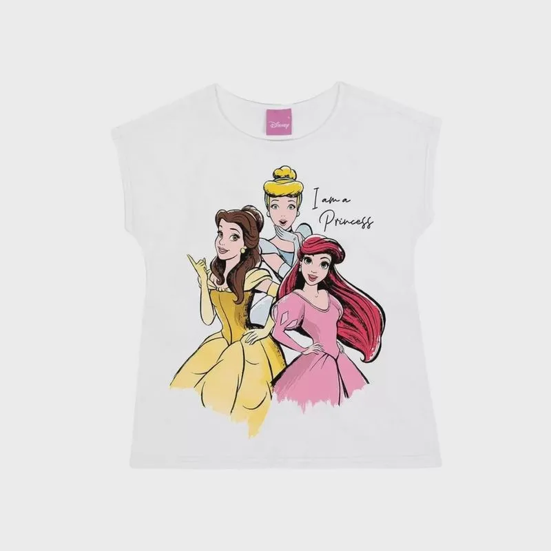 Blusa Manga Curta Infantil Princesas Malwee