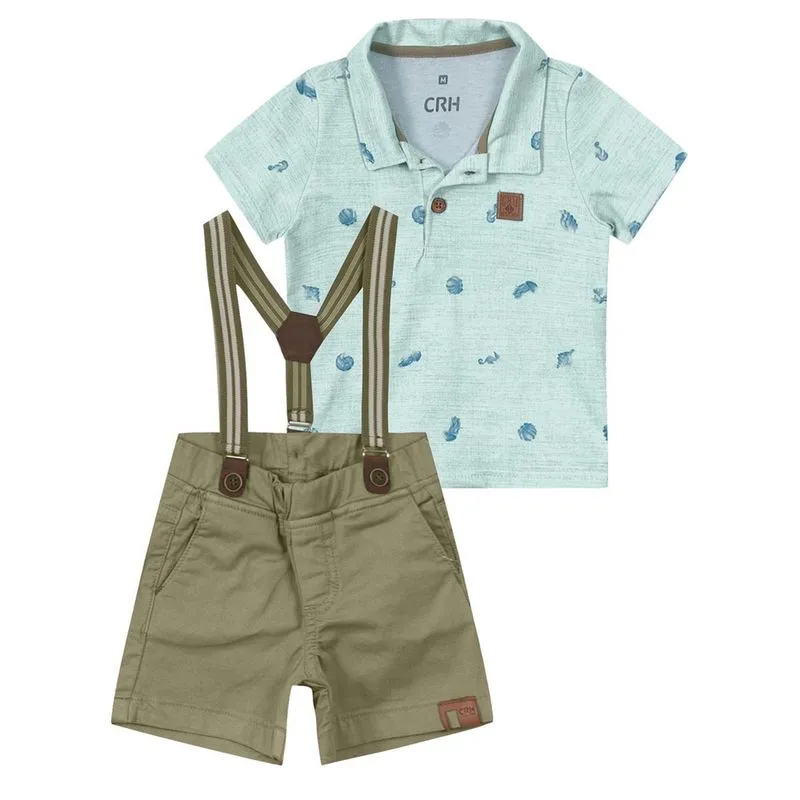 Conjunto Menino Infantil e Suspensório Carinhoso