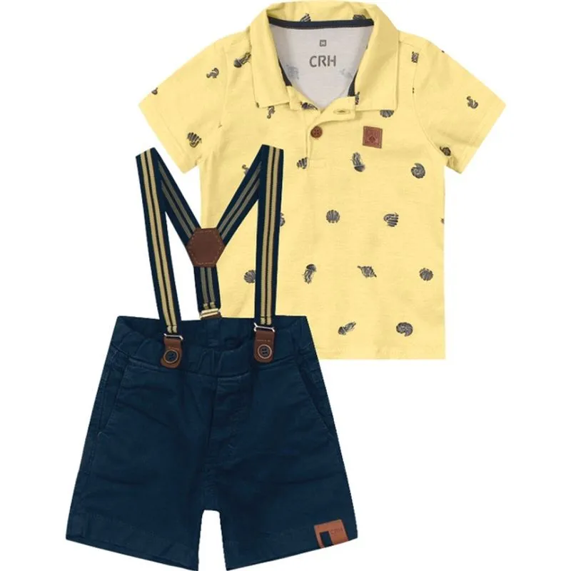 Conjunto Menino Infantil e Suspensório Carinhoso