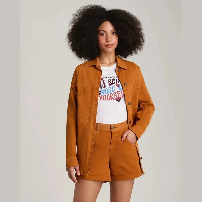 Jaqueta Feminina Enfim Shirt Jacket Oversized Em Sarja