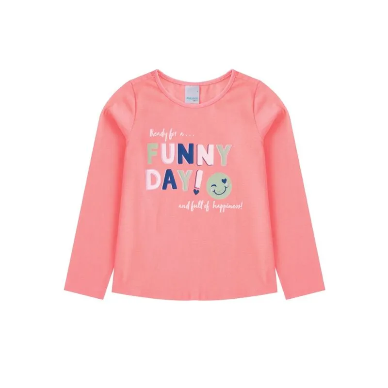Blusa Manga Longa Feminina Laranja Neon Funny Day Malwee Kids