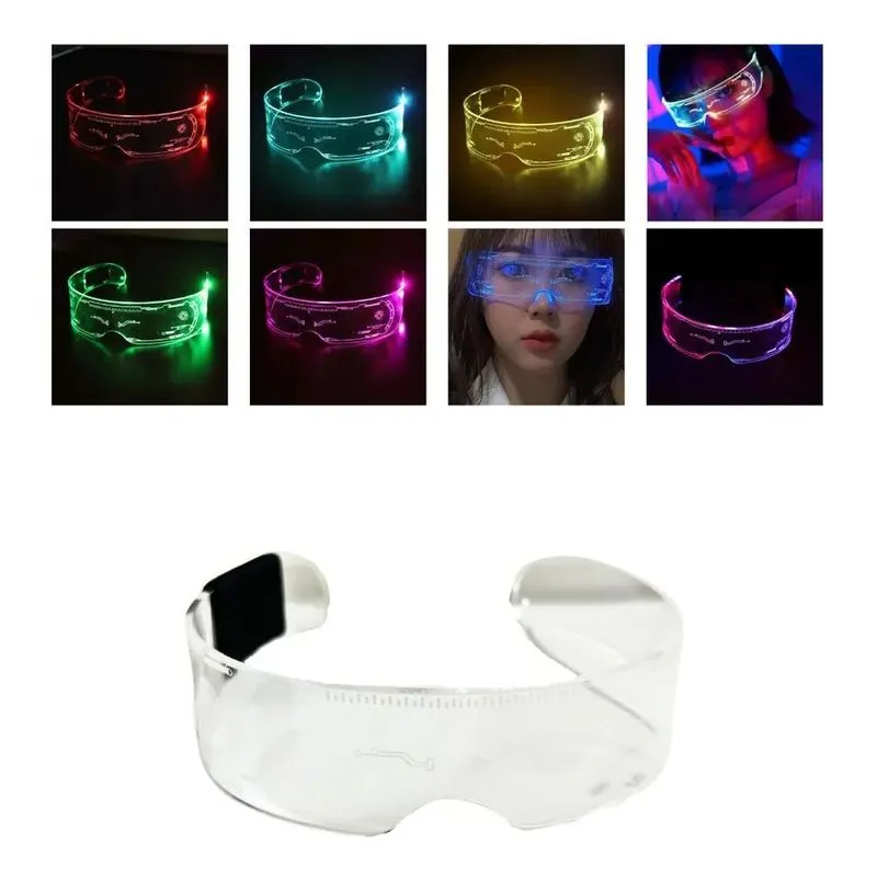 3x Óculos Led Neon Para Festa Cyberpunk Futurista Cosplay