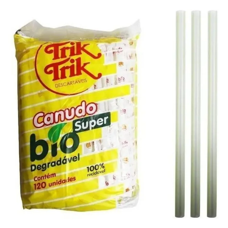 Canudo Super Biodegradável Milk Shake Grosso 120un 10mm Cor