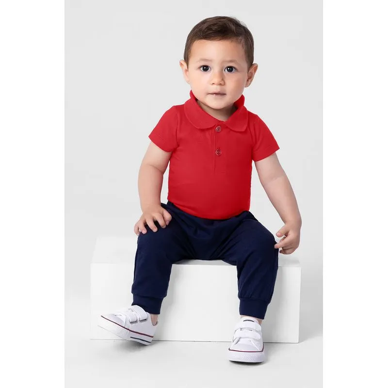 Body polo bebê menino em meia malha Brandili - RN