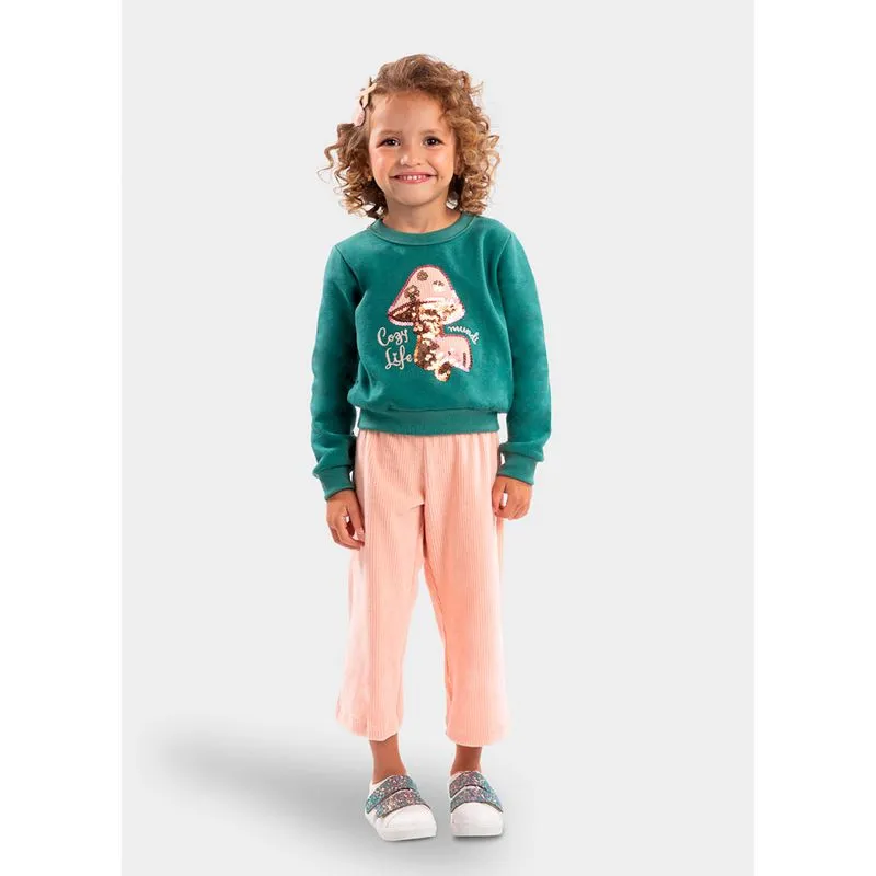 Conjunto infantil menina com aplique de cogumelo Mundi - 12