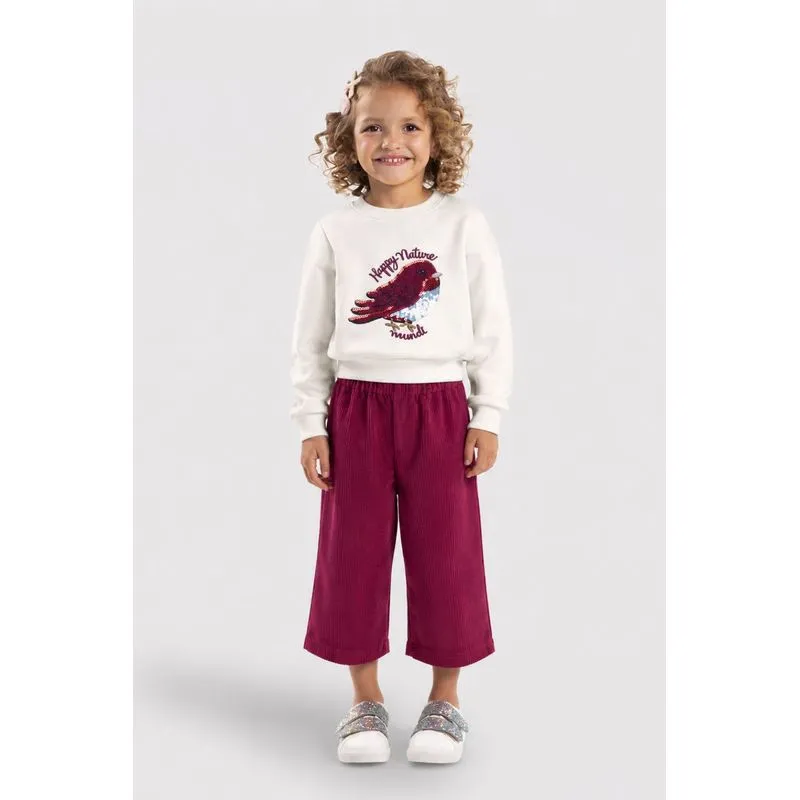 Conjunto infantil menina com aplique de pássaro Mundi - 1