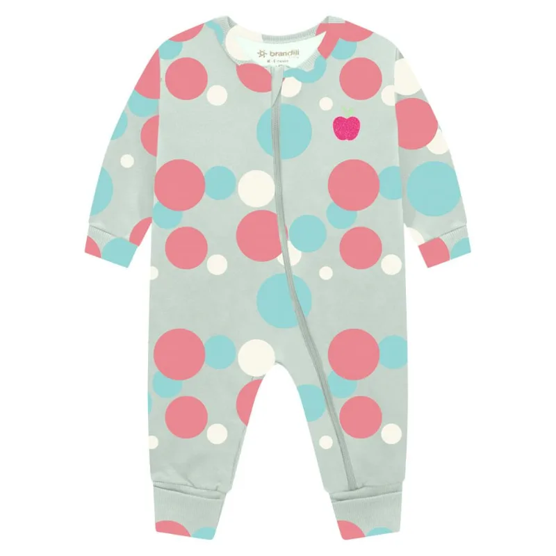 Macacão bebê menina bolinhas Brandili baby Natural G
