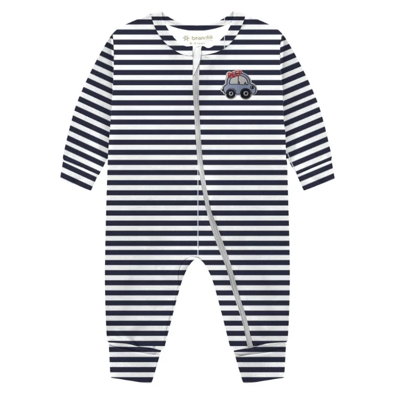 Macacão bebê menino com listras Brandili baby Azul G