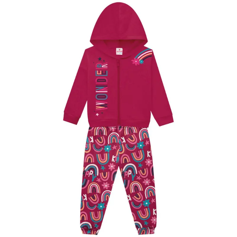 Conjunto infantil menina arco-íris Brandili Bordô 4