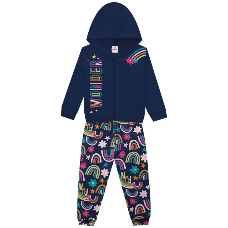 Conjunto infantil menina arco-íris Brandili Azul 4