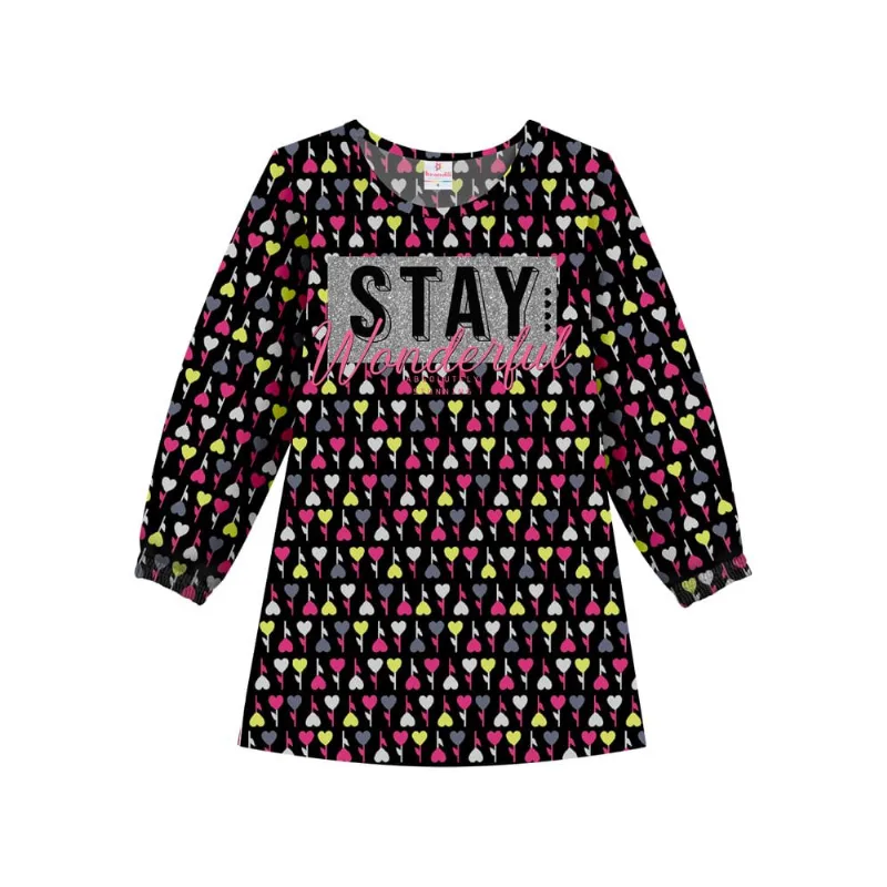 Vestido infantil menina corações Brandili Preto 8