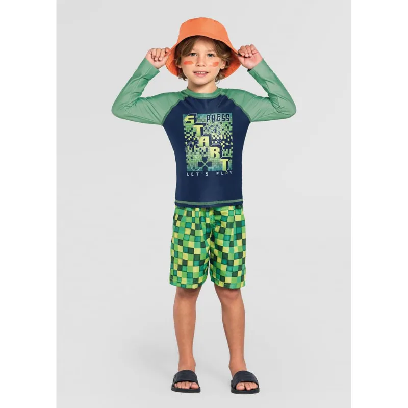 Bermuda infantil menino quadriculada Brandili Verde 4