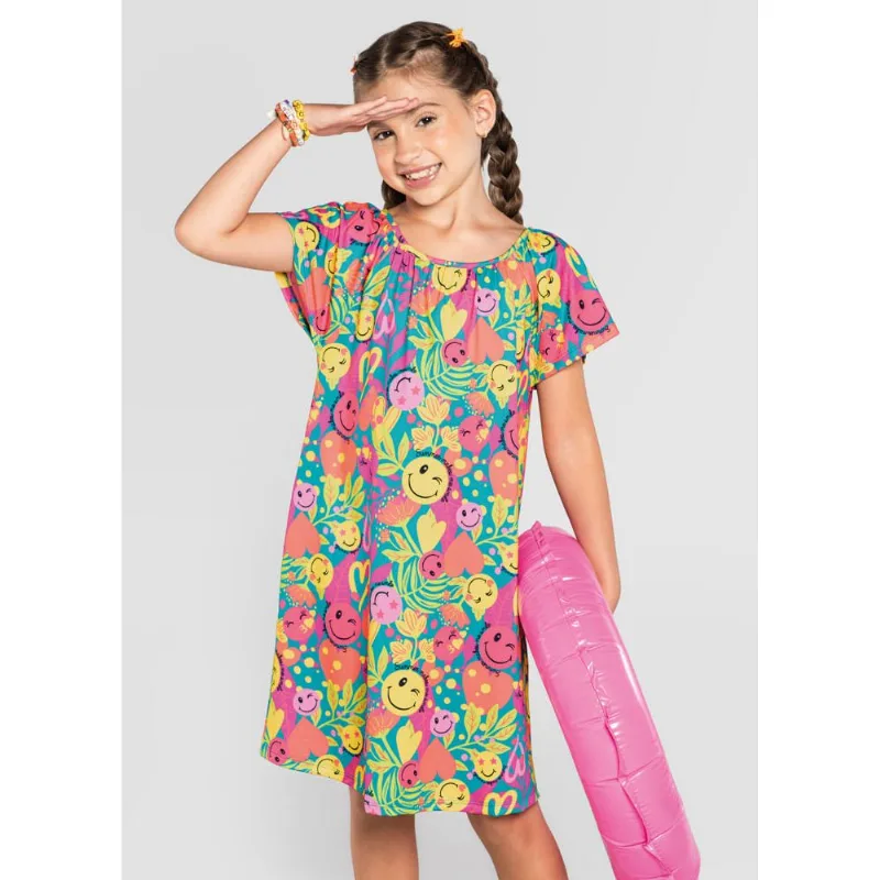 Saída de praia infantil menina de smiles Brandili Azul 8